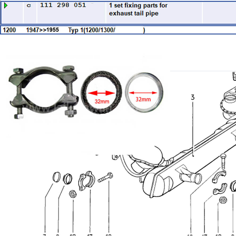 Lai Kam Wah Sdn. Bhd. Specialist in VW Aircooled Parts - 111298051 - Tail Pipe Install Kit