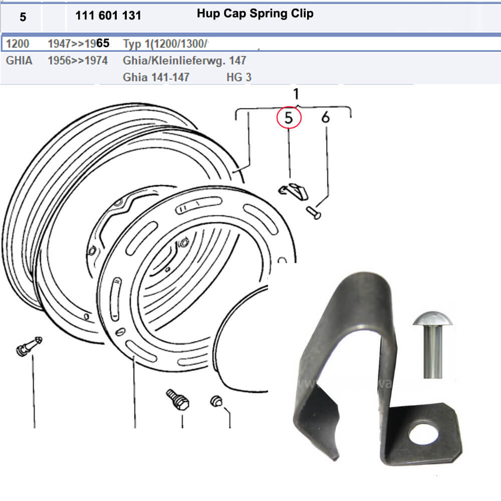 Lai Kam Wah Sdn. Bhd. Specialist in VW Aircooled Parts - 111601131 - Hubcap Clip