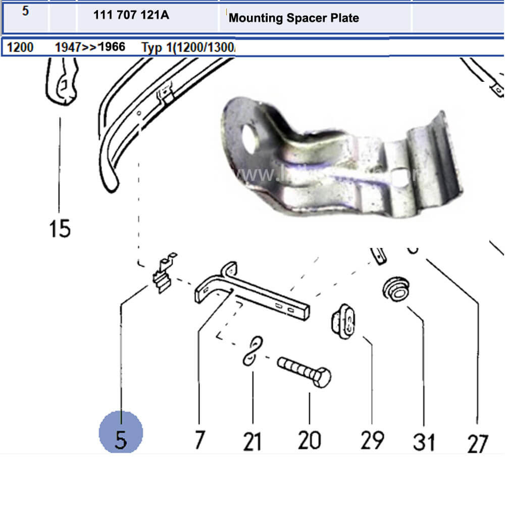 Lai Kam Wah Sdn. Bhd. Specialist in VW Aircooled Parts - 111707121A - Mounting Spacer Plate
