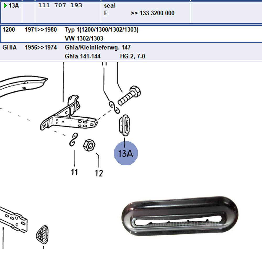 Lai Kam Wah Sdn. Bhd. Specialist in VW Aircooled Parts - 111707193 - Bumper Grommet