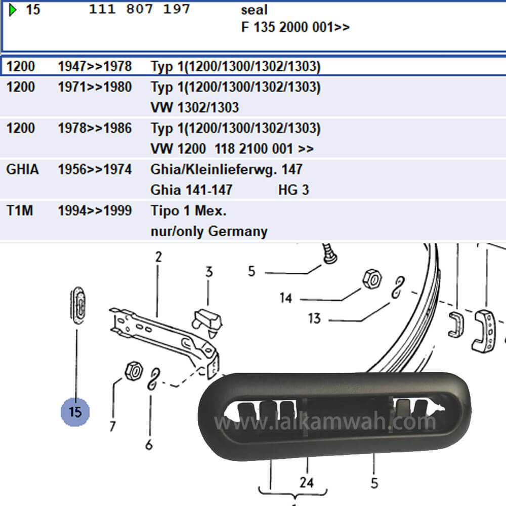 Lai Kam Wah Sdn. Bhd. Specialist in VW Aircooled Parts - 111807197 - Bumper Grommet