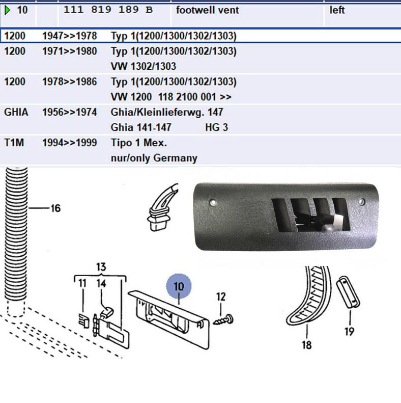 Lai Kam Wah Sdn. Bhd. Specialist in VW Aircooled Parts - 111819189B - Air Vent