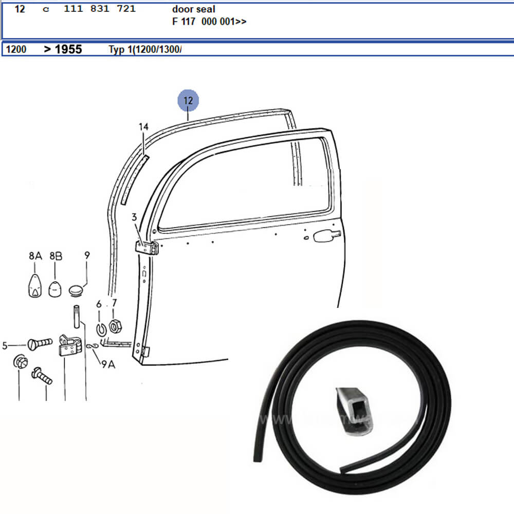 Lai Kam Wah Sdn. Bhd. Specialist in VW Aircooled Parts - 111831721 - Door Seal