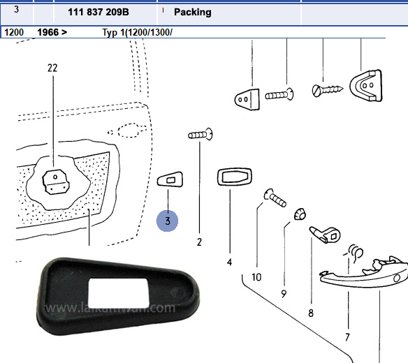 Lai Kam Wah Sdn. Bhd. Specialist in VW Aircooled Parts - 111837209B - Door Packing