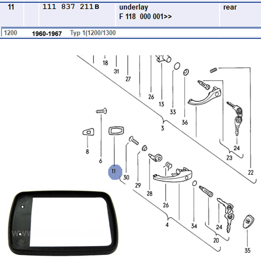 Lai Kam Wah Sdn. Bhd. Specialist in VW Aircooled Parts - 111837211B - Door packing