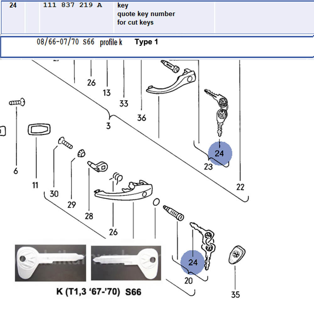 Lai Kam Wah Sdn. Bhd. Specialist in VW Aircooled Parts - 111837219AS66 - Blank Key