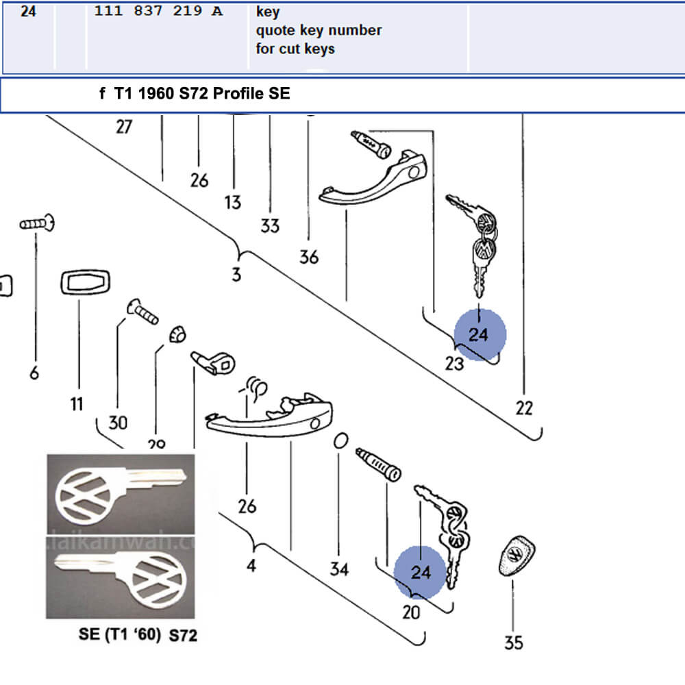 Lai Kam Wah Sdn. Bhd. Specialist in VW Aircooled Parts - 111837219AS72 - Blank key