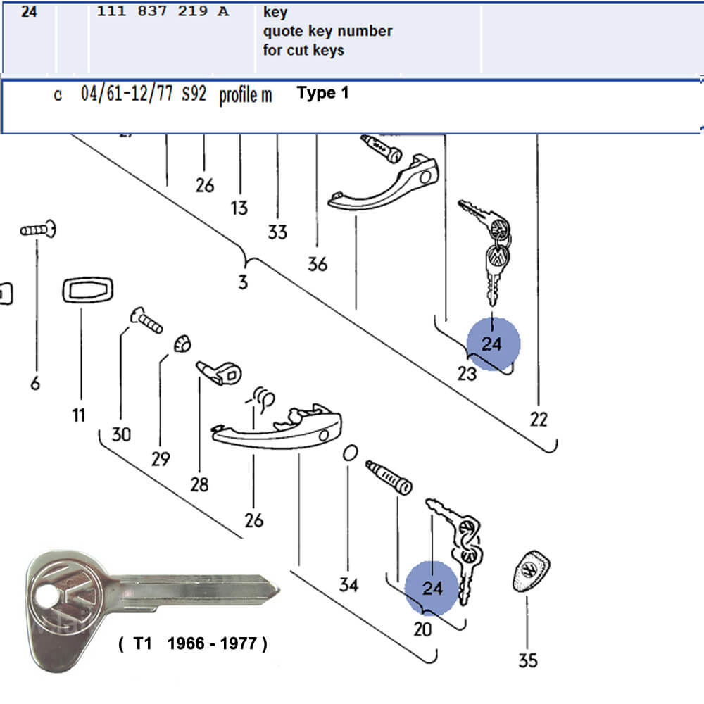 Lai Kam Wah Sdn. Bhd. Specialist in VW Aircooled Parts - 111837219AS92 - Blank key