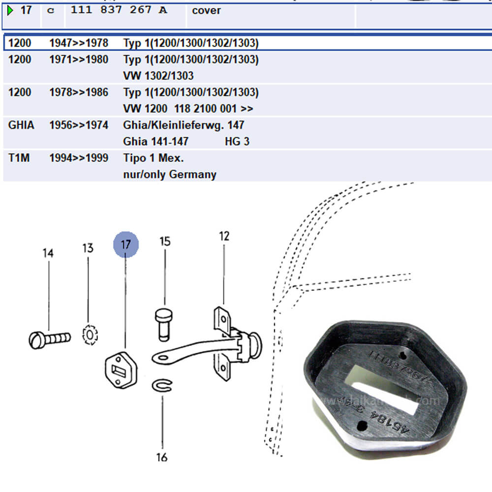Lai Kam Wah Sdn. Bhd. Specialist in VW Aircooled Parts - 111837267A - Door Catch cover