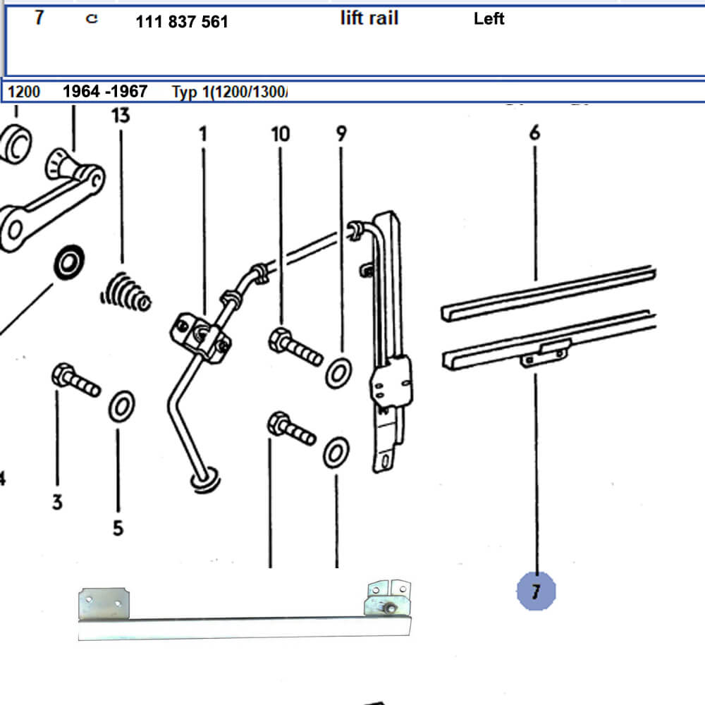 Lai Kam Wah Sdn. Bhd. Specialist in VW Aircooled Parts - 111837561 - Window Glass Support