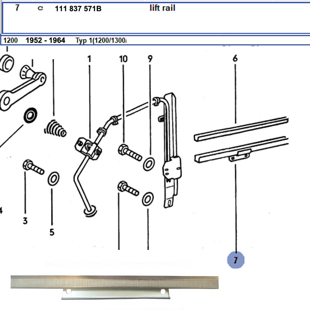 Lai Kam Wah Sdn. Bhd. Specialist in VW Aircooled Parts - 111837571B - Window Glass Support