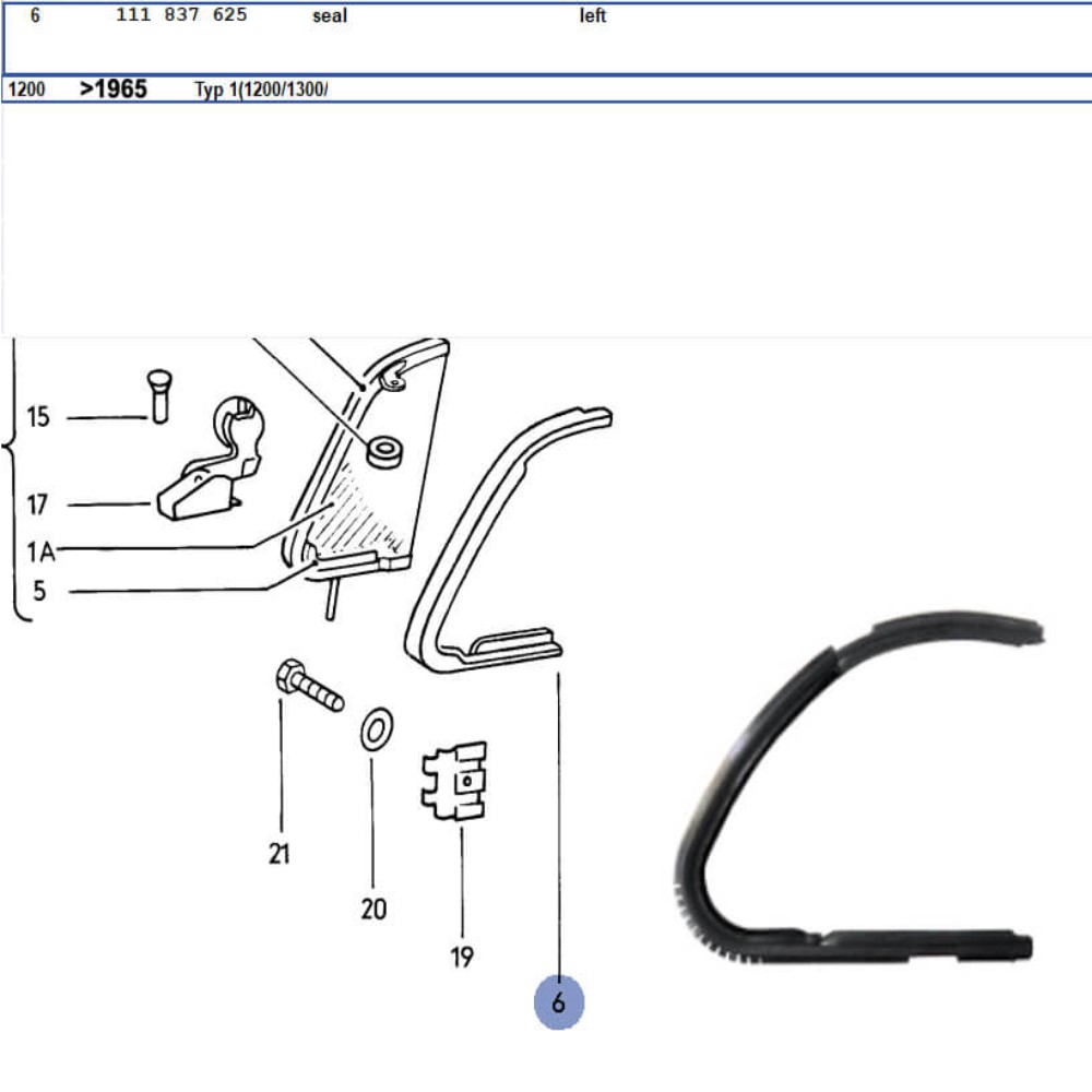 Lai Kam Wah Sdn. Bhd. Specialist in VW Aircooled Parts - 111837625 - Quarter Window Seal