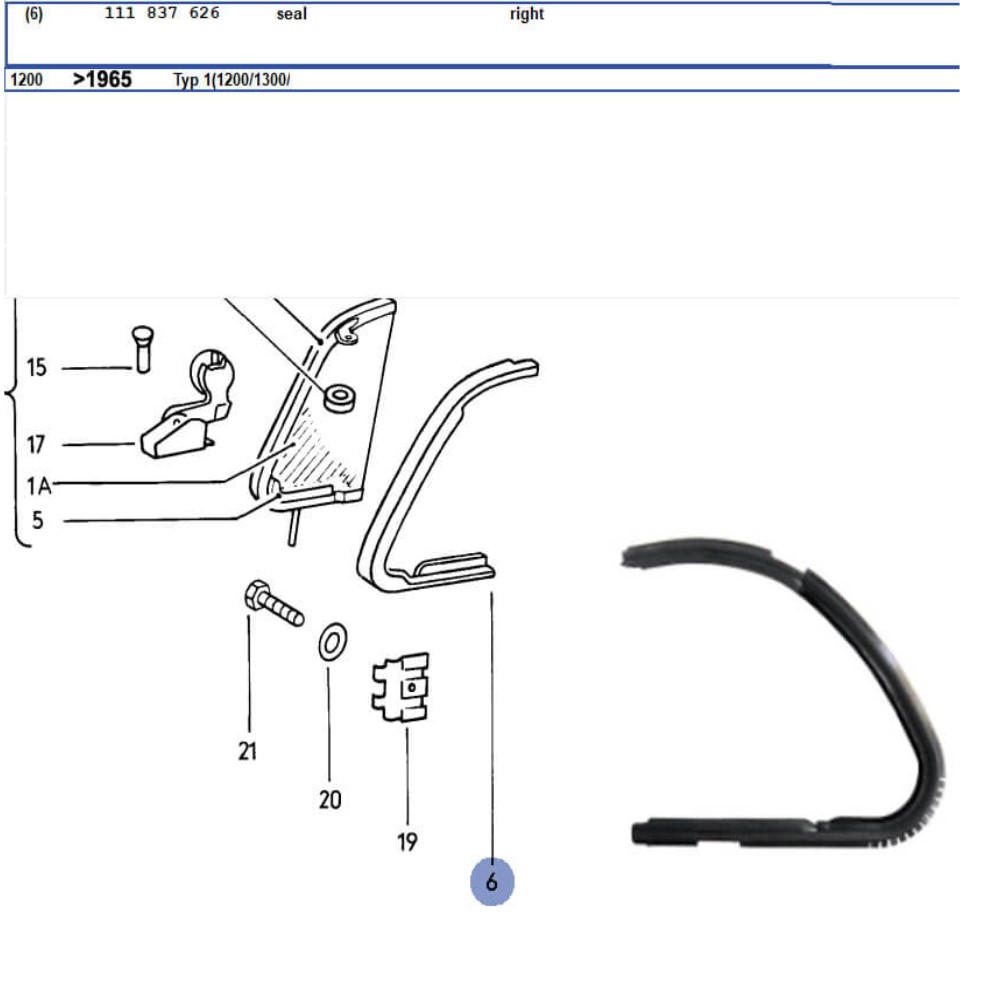 Lai Kam Wah Sdn. Bhd. Specialist in VW Aircooled Parts - 111837626 - Quarter Window Seal