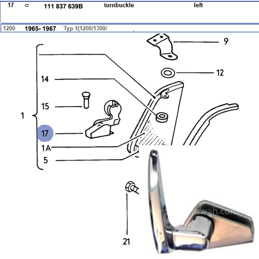 Lai Kam Wah Sdn. Bhd. Specialist in VW Aircooled Parts - 111837639B - Quarter Window Fasterner