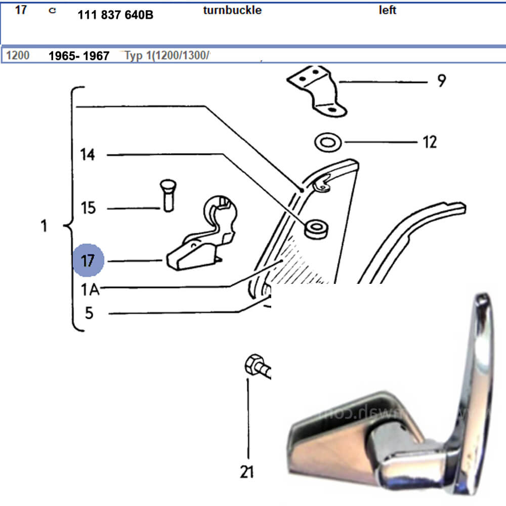 Lai Kam Wah Sdn. Bhd. Specialist in VW Aircooled Parts - 111837640B - Quarter Window Fasterner