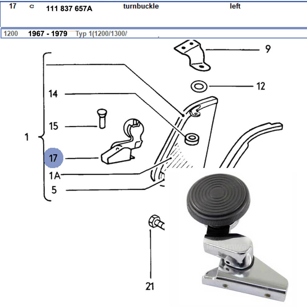 Lai Kam Wah Sdn. Bhd. Specialist in VW Aircooled Parts - 111837657A - Quarter Window Fasterner