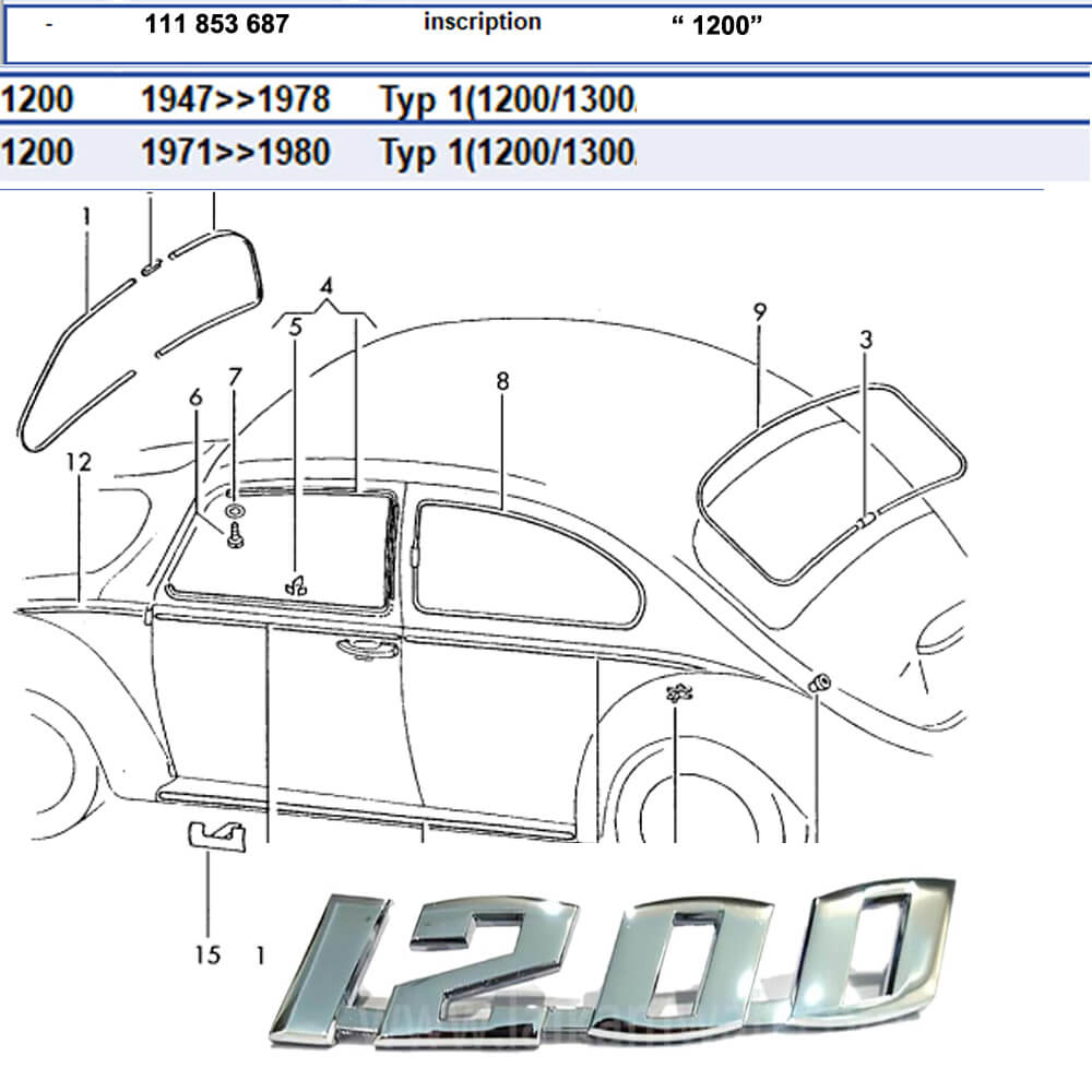 Lai Kam Wah Sdn. Bhd. Specialist in VW Aircooled Parts - 111853687 - 1200 Script Emblem