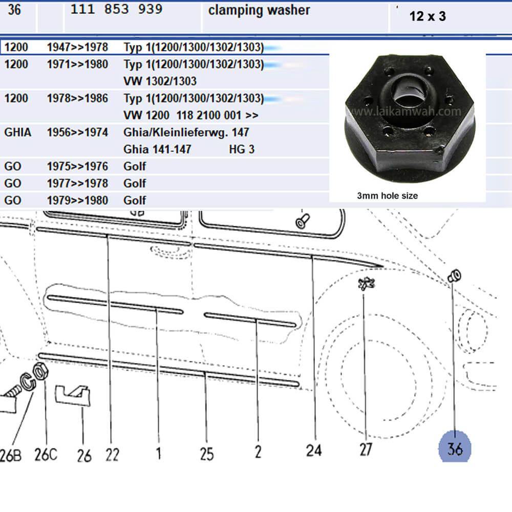 Lai Kam Wah Sdn. Bhd. Specialist in VW Aircooled Parts - 111853939 - Emblem Clip