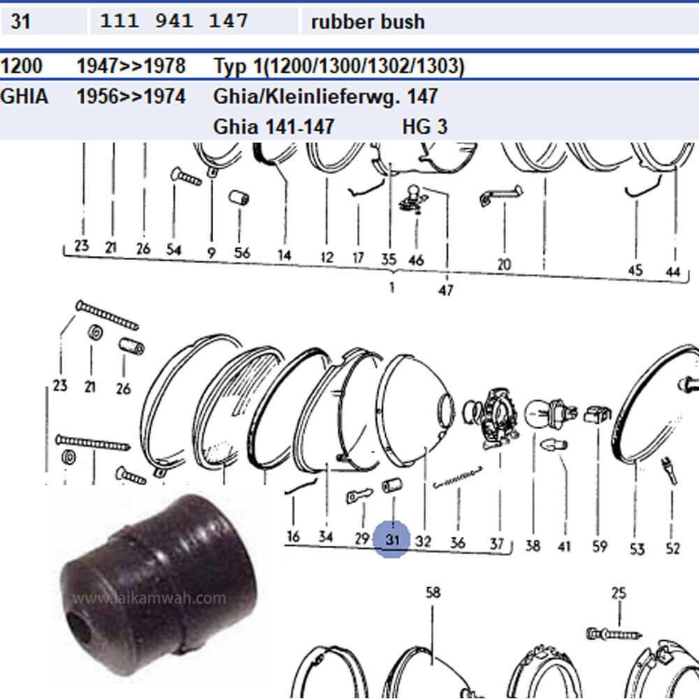 Lai Kam Wah Sdn. Bhd. Specialist in VW Aircooled Parts - 111941147 - Headlamp Adjust Bush