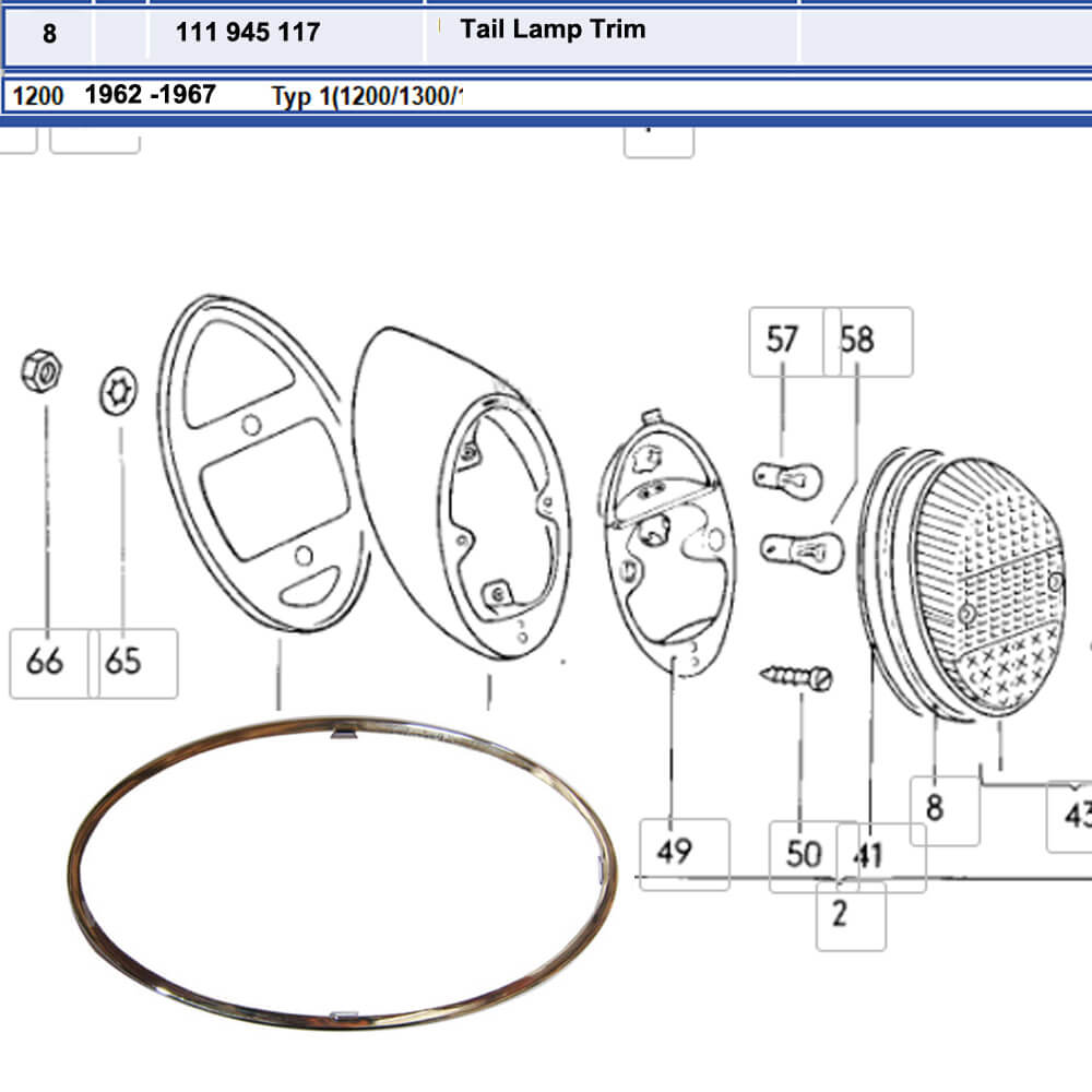 Lai Kam Wah Sdn. Bhd. Specialist in VW Aircooled Parts - 111945117 - Tail Lamp Ring