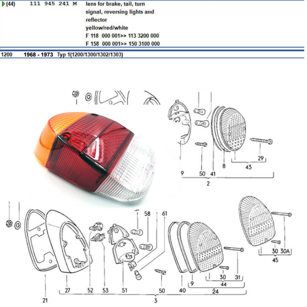 Lai Kam Wah Sdn. Bhd. Specialist in VW Aircooled Parts - 111945241M - Tail Lamp Lens