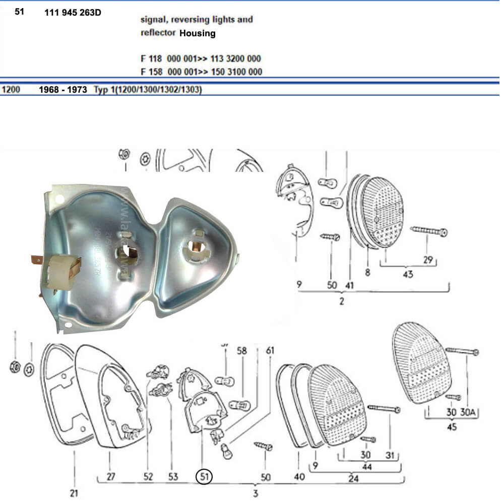 Lai Kam Wah Sdn. Bhd. Specialist in VW Aircooled Parts - 111945263D - Tail Light Bulb Holder
