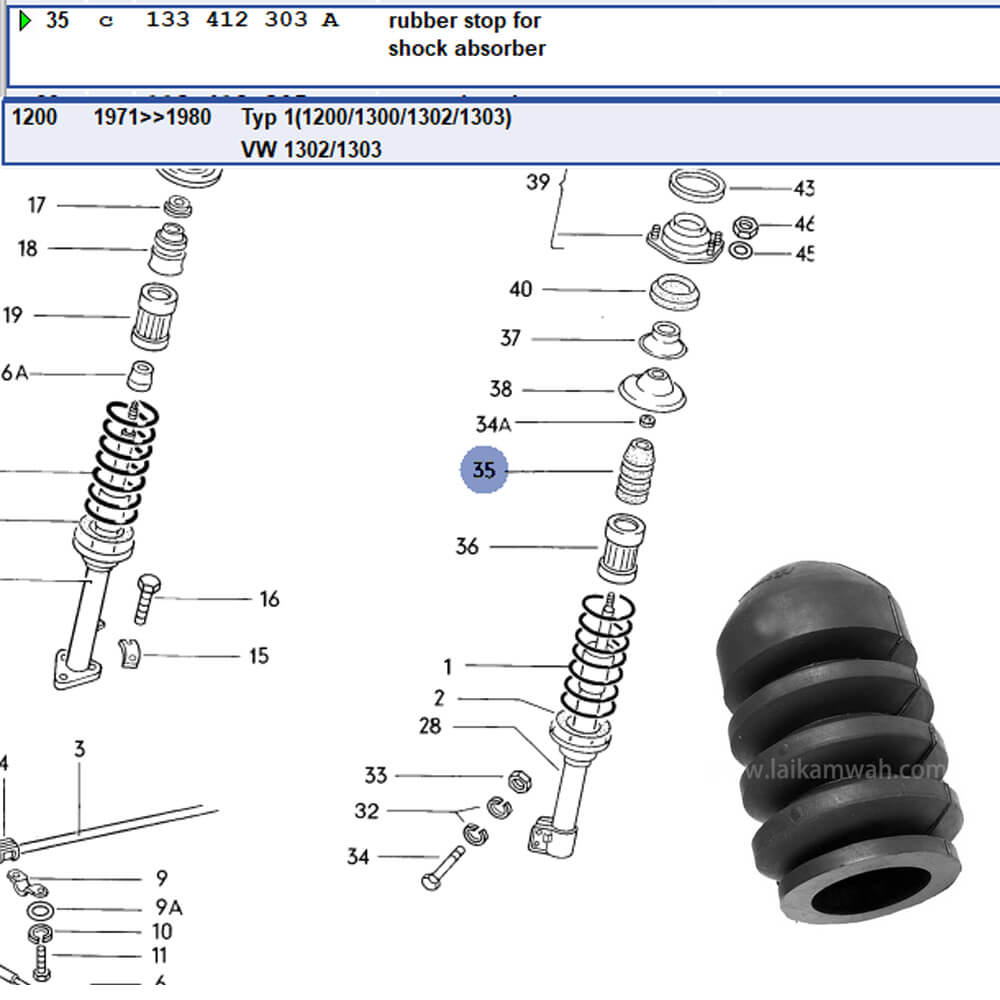 Lai Kam Wah Sdn. Bhd. Specialist in VW Aircooled Parts - 133412303A - Absorber Bush