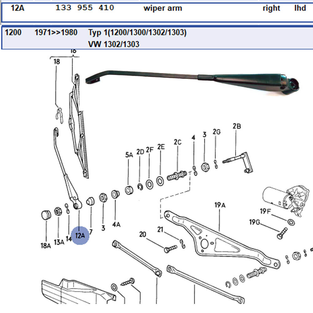 Lai Kam Wah Sdn. Bhd. Specialist in VW Aircooled Parts - 133955410 - Wiper Arm