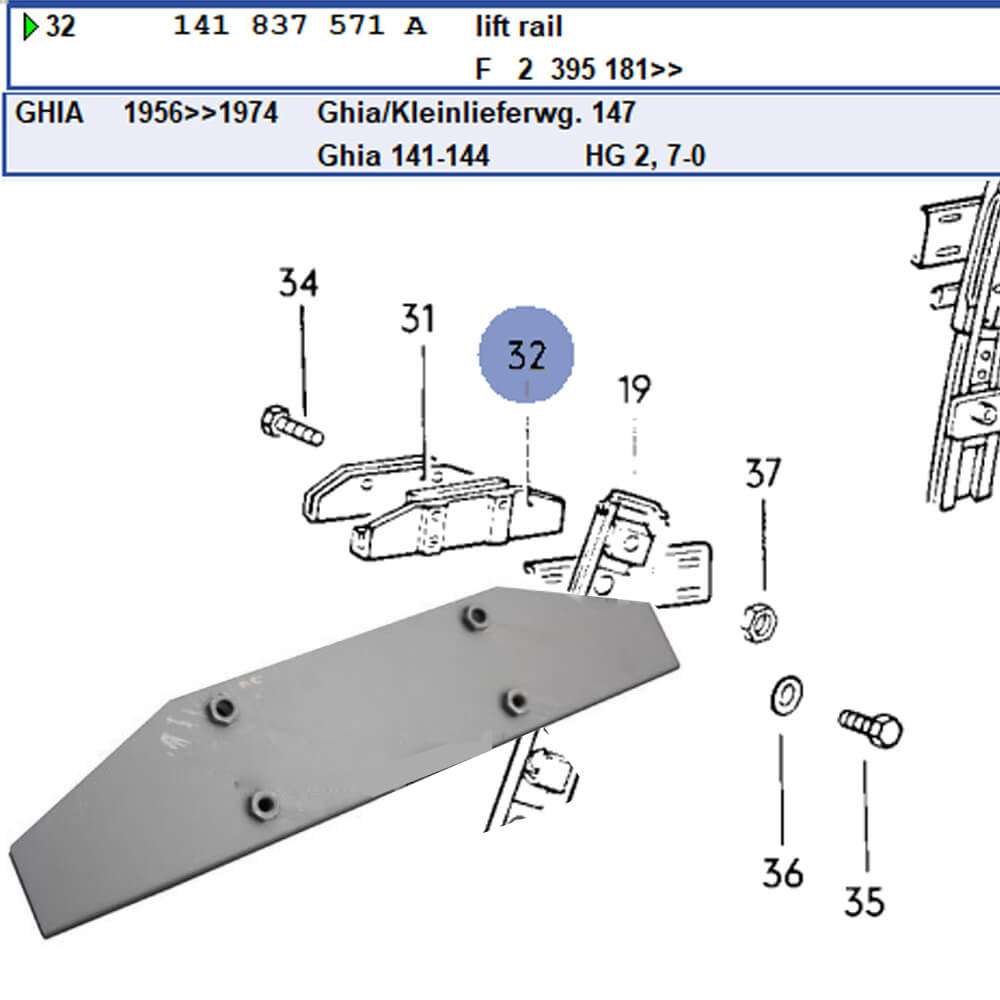 Lai Kam Wah Sdn. Bhd. Specialist in VW Aircooled Parts - 141837571A - Window Glass Support