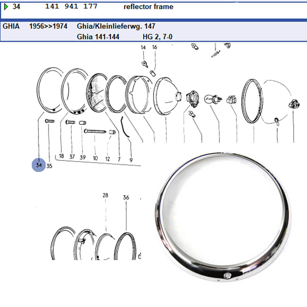 Lai Kam Wah Sdn. Bhd. Specialist in VW Aircooled Parts - 141941177 - Headlamp Ring