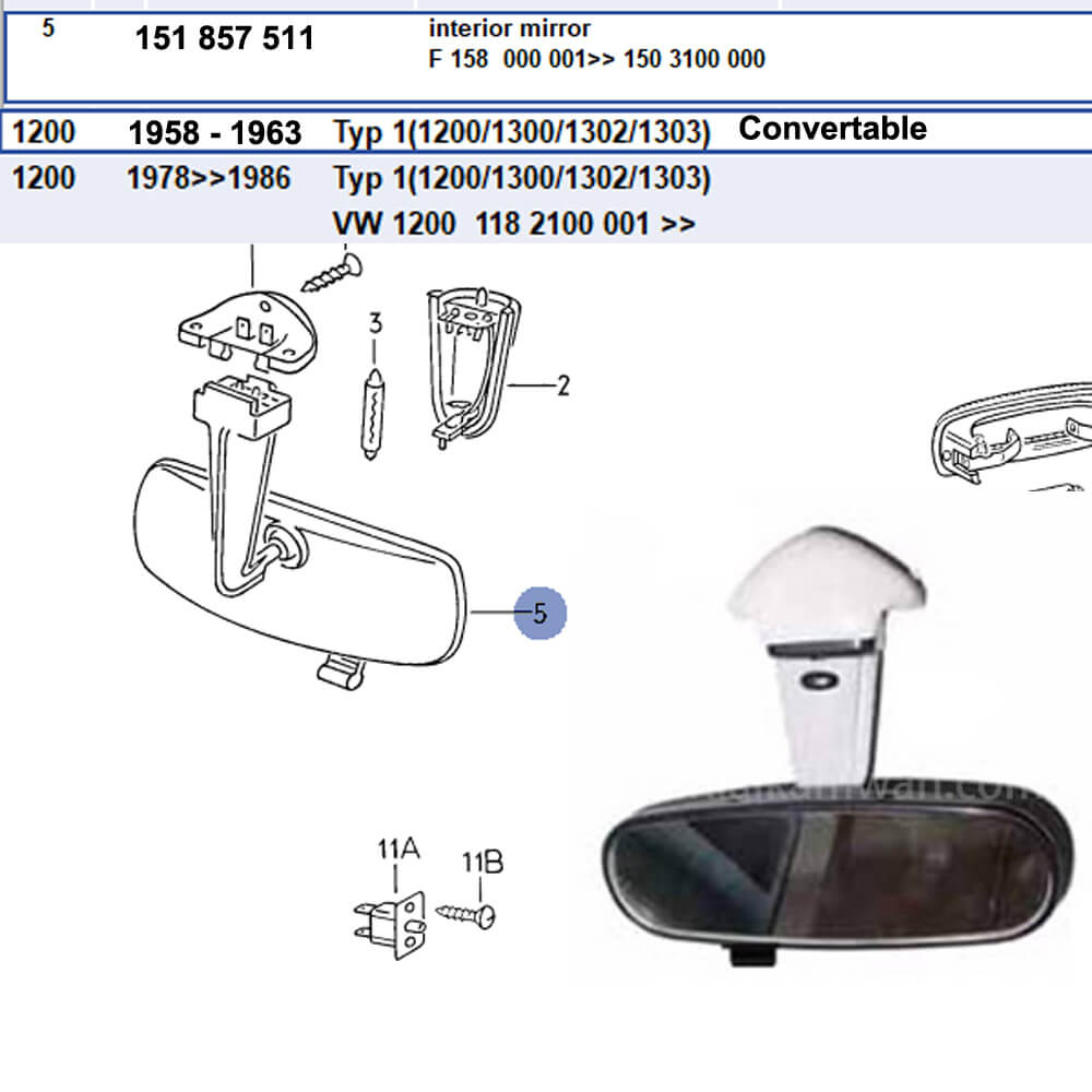 Lai Kam Wah Sdn. Bhd. Specialist in VW Aircooled Parts - 151857511 - Rear View Mirror