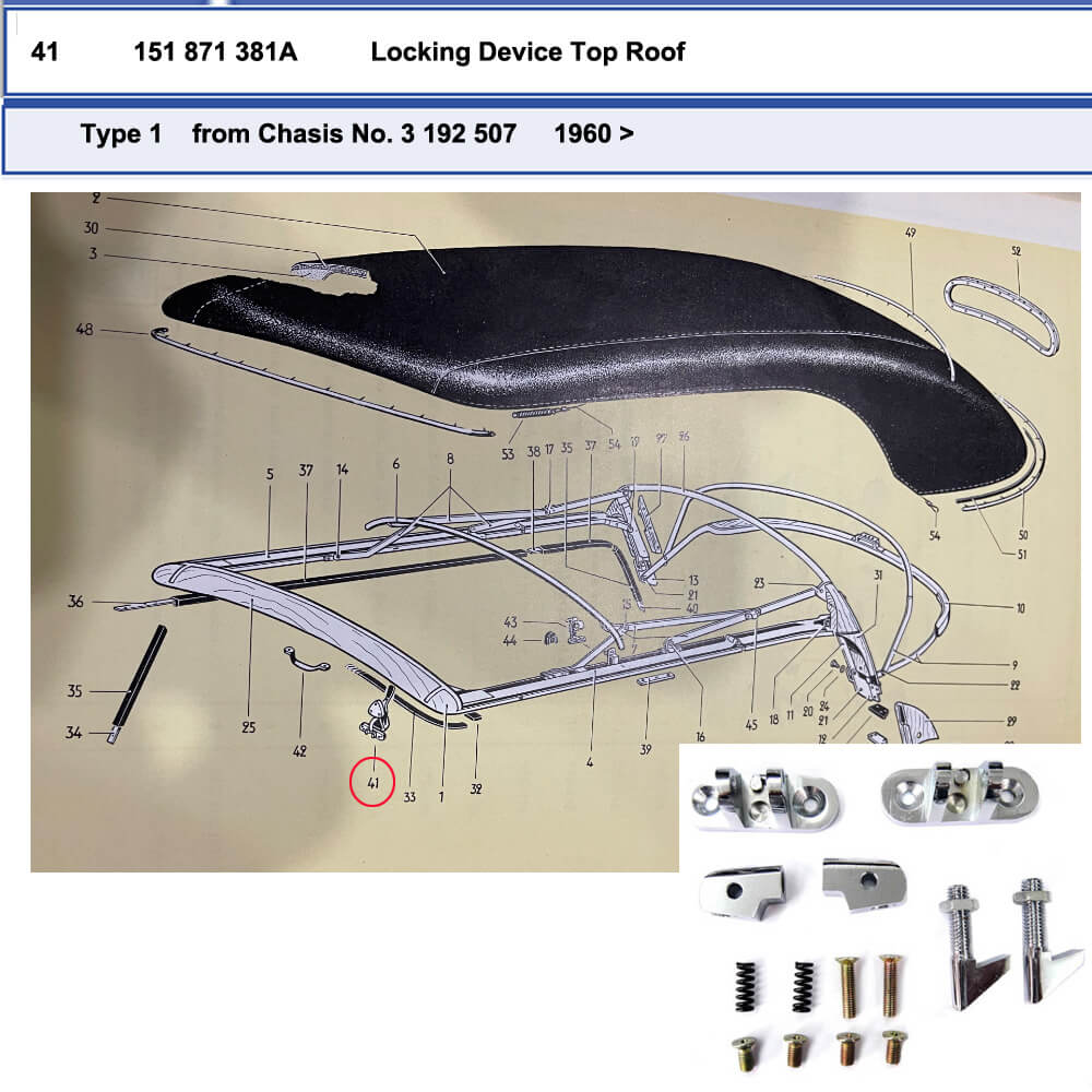 Lai Kam Wah Sdn. Bhd. Specialist in VW Aircooled Parts - 151871381A - Roof Hook Kit