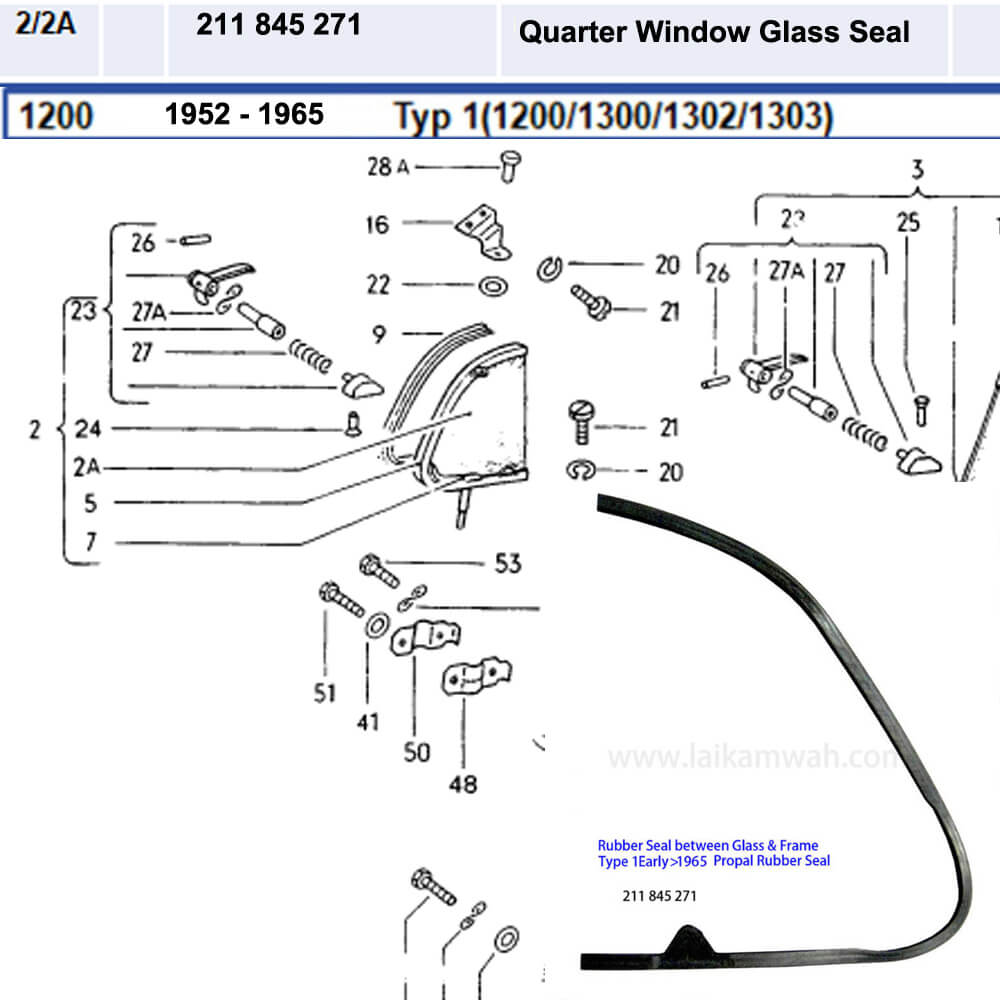 Lai Kam Wah Sdn. Bhd. Specialist in VW Aircooled Parts - 211845271 - Quarter Window Glass Seal