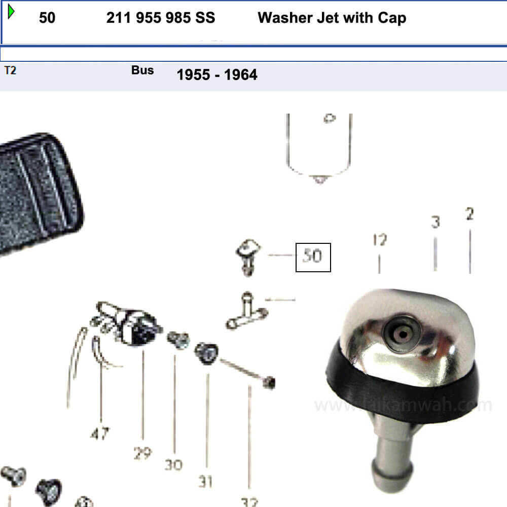 Lai Kam Wah Sdn. Bhd. Specialist in VW Aircooled Parts - 211955985SS - Wiper Nozzle