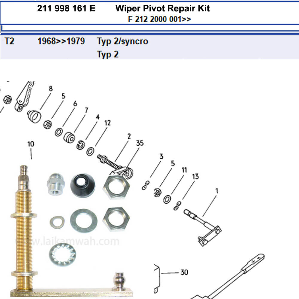 Lai Kam Wah Sdn. Bhd. Specialist in VW Aircooled Parts - 211998161E - Wiper Shaft