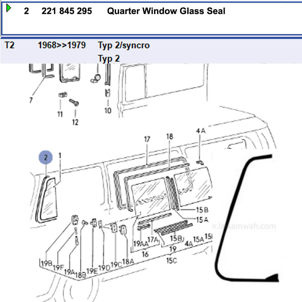 Lai Kam Wah Sdn. Bhd. Specialist in VW Aircooled Parts - 221845295 - Quarter Window Glass Seal