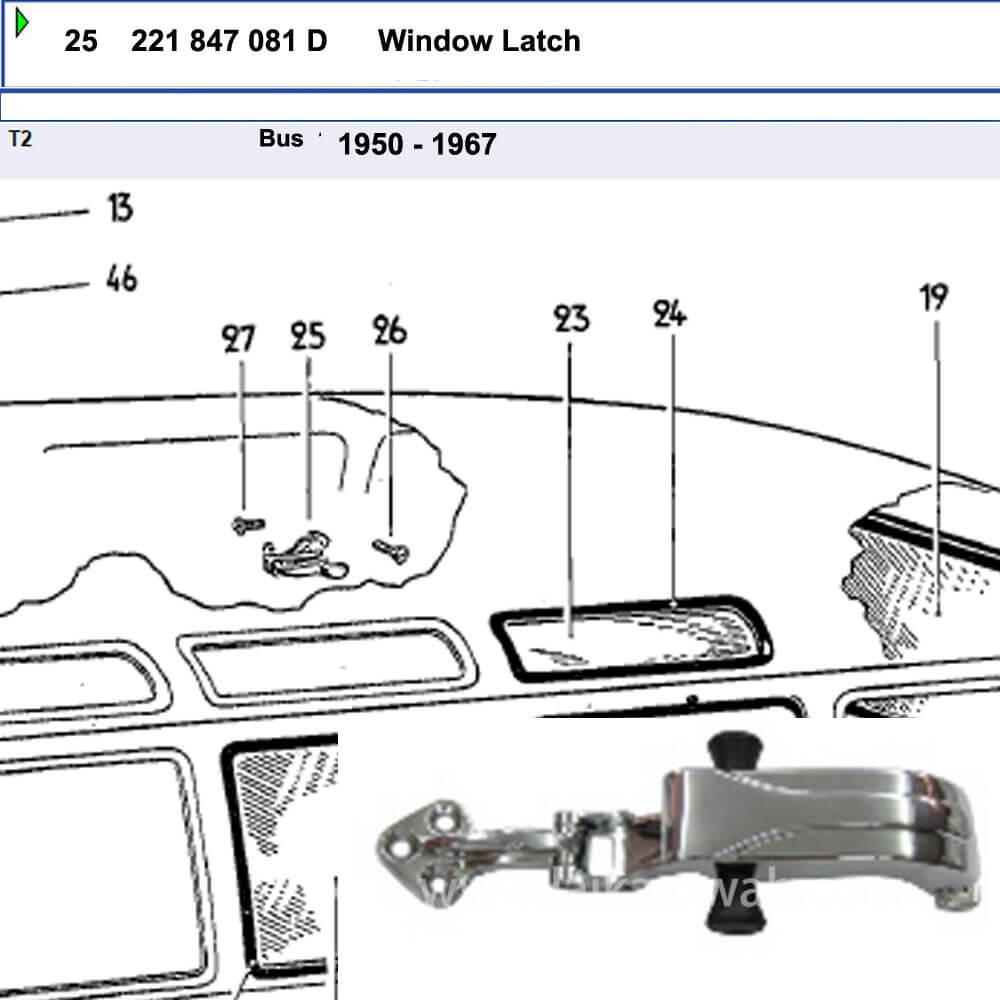 Lai Kam Wah Sdn. Bhd. Specialist in VW Aircooled Parts - 221847081D - Window Latch
