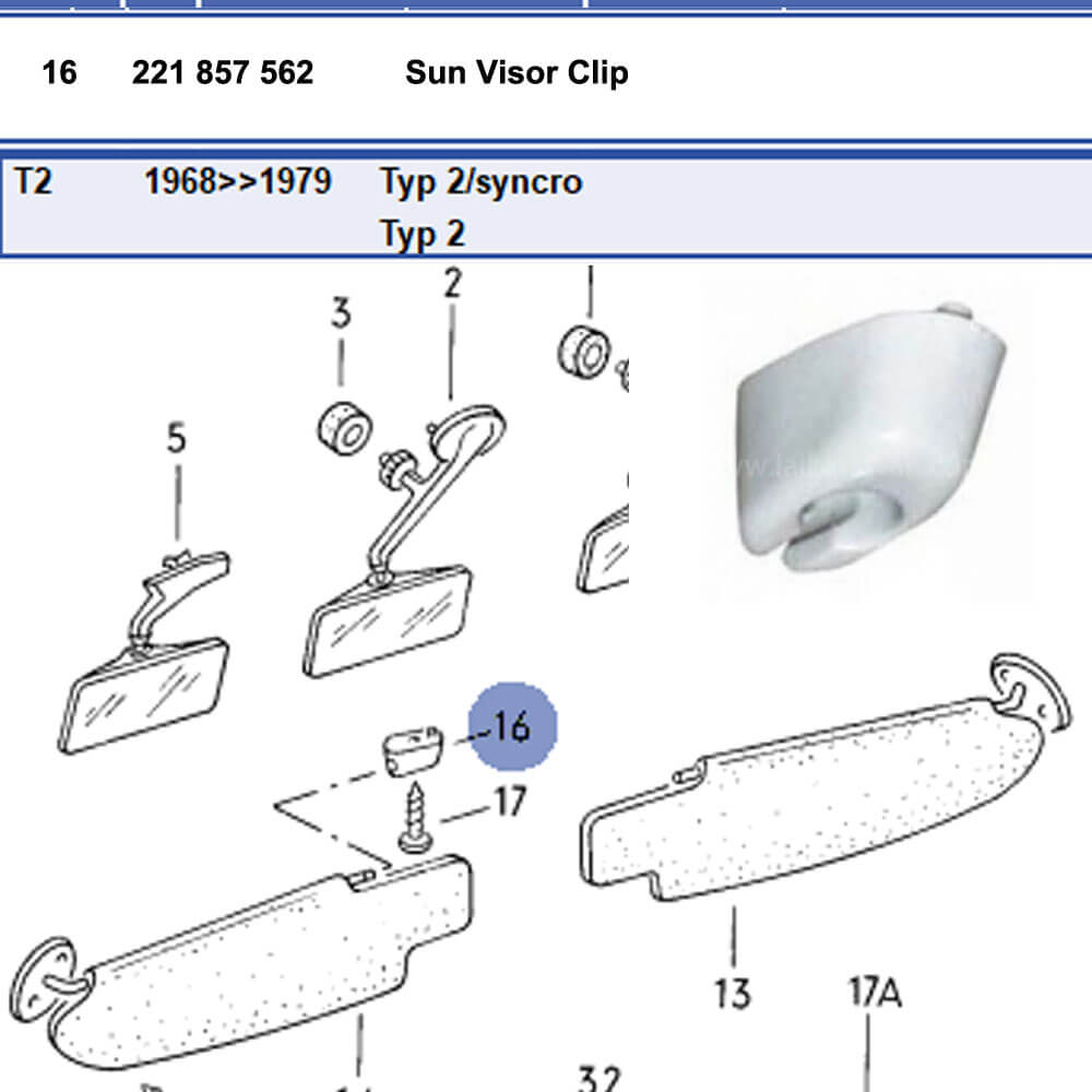 Lai Kam Wah Sdn. Bhd. Specialist in VW Aircooled Parts - 221857562 - Sun Visor Clip