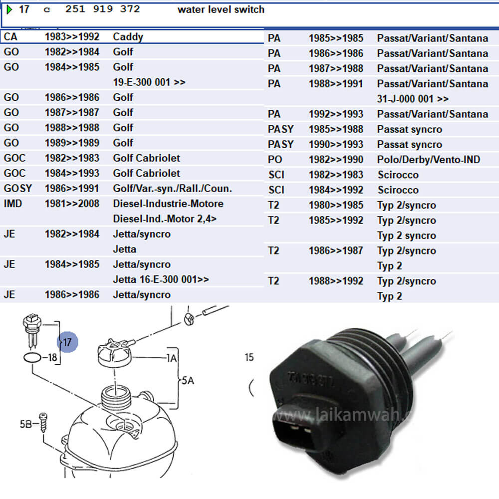 Lai Kam Wah Sdn. Bhd. Specialist in VW Aircooled Parts - 251919372 - Coolant Level Sensor