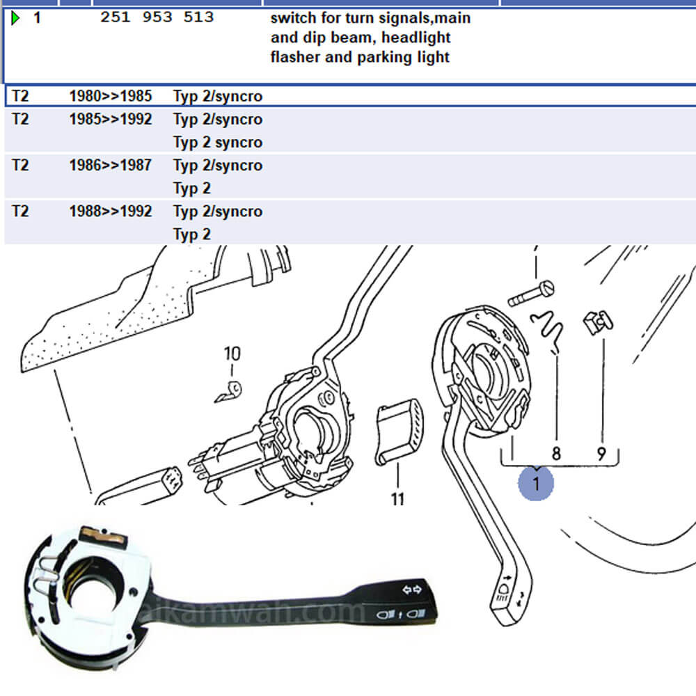 Lai Kam Wah Sdn. Bhd. Specialist in VW Aircooled Parts - 251953513 - Turn Signal Switch