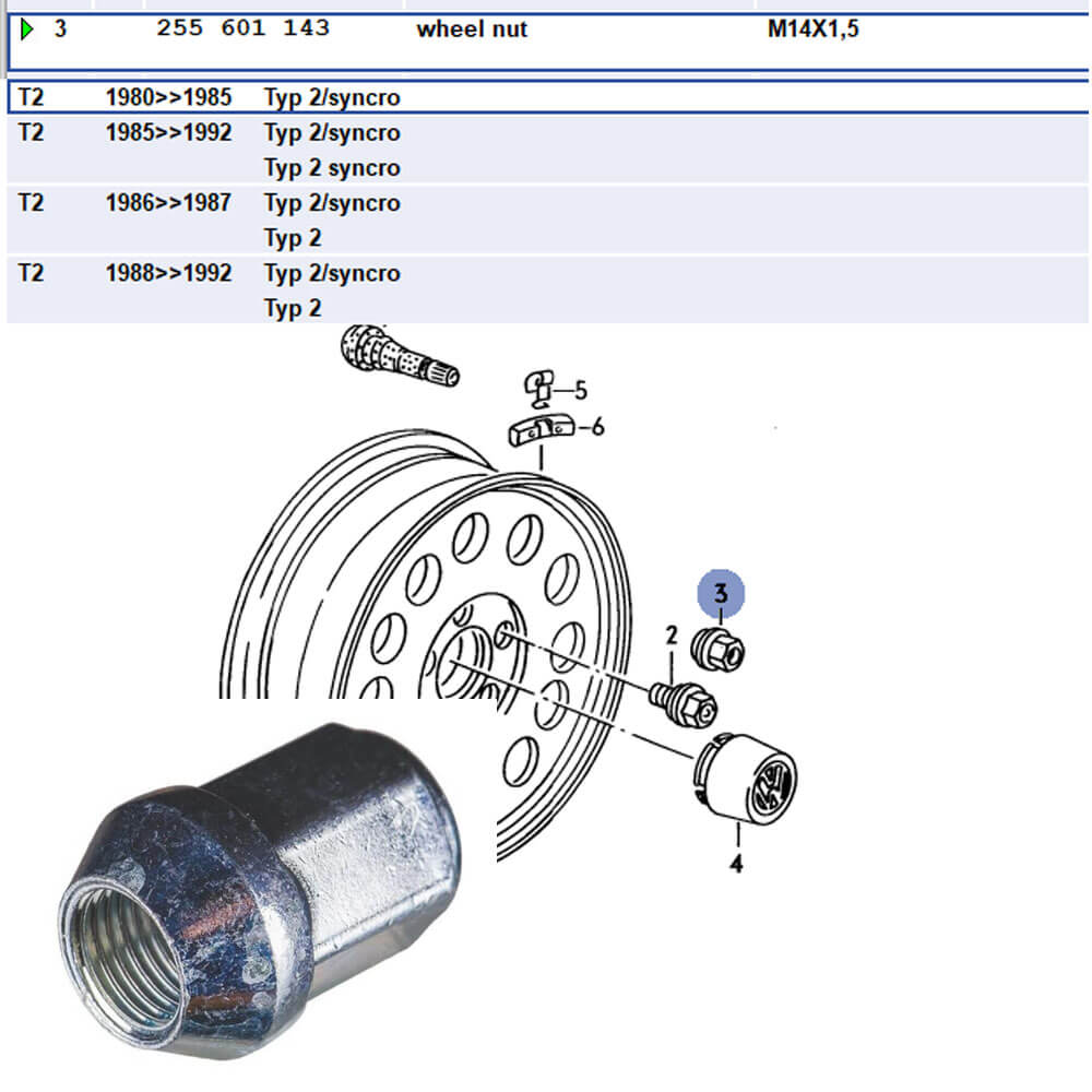 Lai Kam Wah Sdn. Bhd. Specialist in VW Aircooled Parts - 255601143 - Wheel Nut