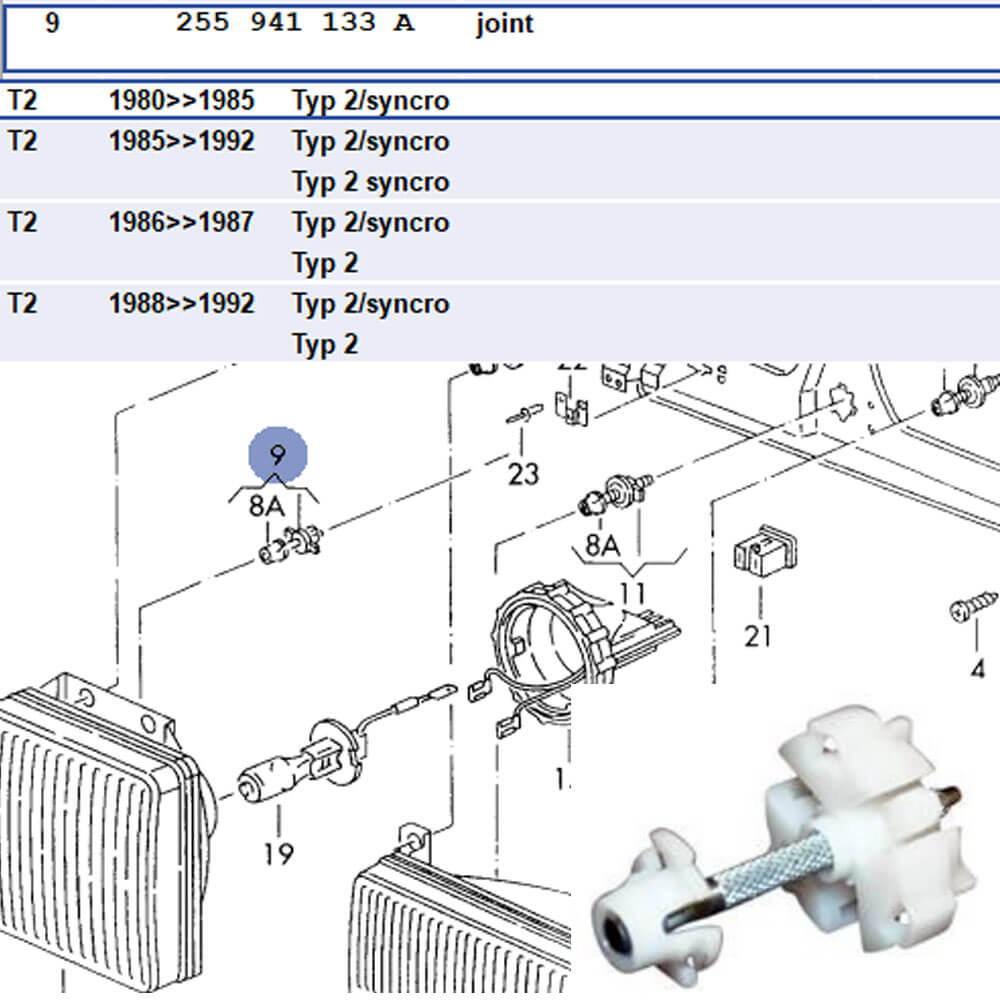 Lai Kam Wah Sdn. Bhd. Specialist in VW Aircooled Parts - 255941133A - Headlamp Adjust Screw