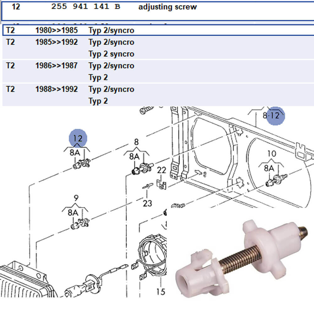 Lai Kam Wah Sdn. Bhd. Specialist in VW Aircooled Parts - 255941141B - Headlamp Adjust Screw