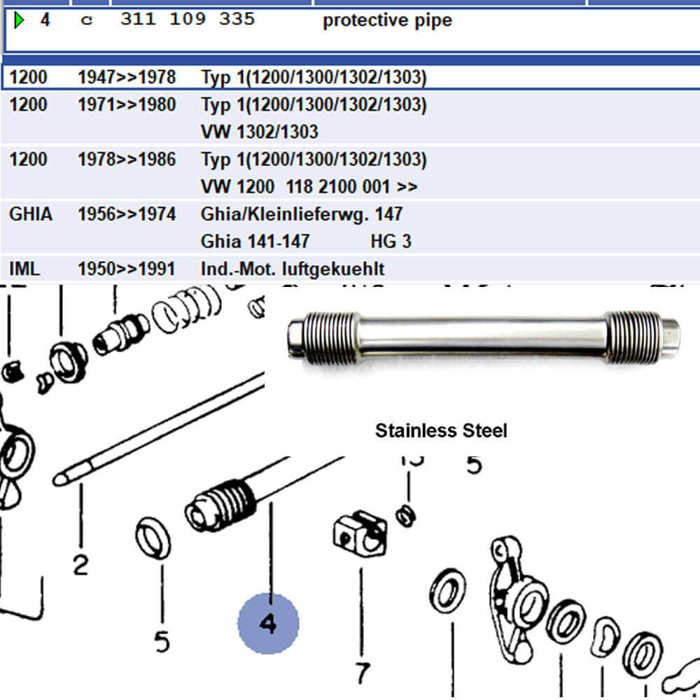Lai Kam Wah Sdn. Bhd. Specialist in VW Aircooled Parts - 311109335 - Push Rod Tube