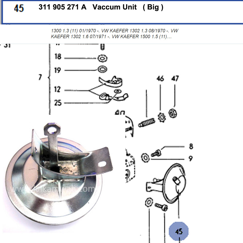 Lai Kam Wah Sdn. Bhd. Specialist in VW Aircooled Parts - 311905271A - Vacuum Unit