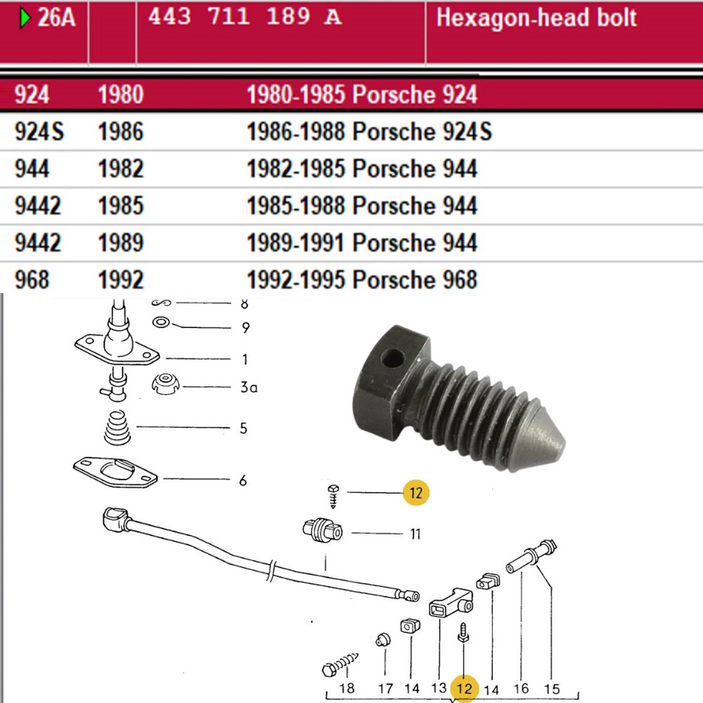 Lai Kam Wah Sdn. Bhd. Specialist in VW Aircooled Parts - 443711189A (P) - Hexagon Head Bolt