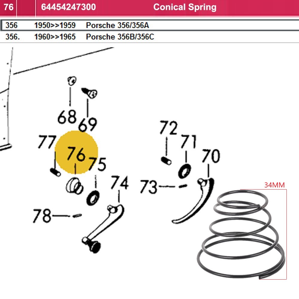 Lai Kam Wah Sdn. Bhd. Specialist in VW Aircooled Parts - 64454247300 - Conical Spring