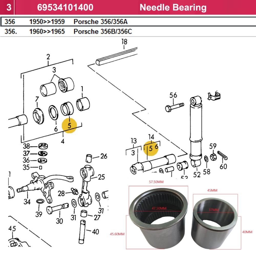 Lai Kam Wah Sdn. Bhd. Specialist in VW Aircooled Parts - 69534101400 - Needle Bearing