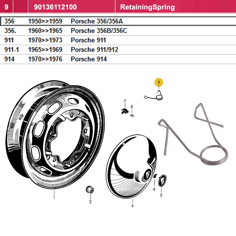 Lai Kam Wah Sdn. Bhd. Specialist in VW Aircooled Parts - 90136112100 - Retaining Spring