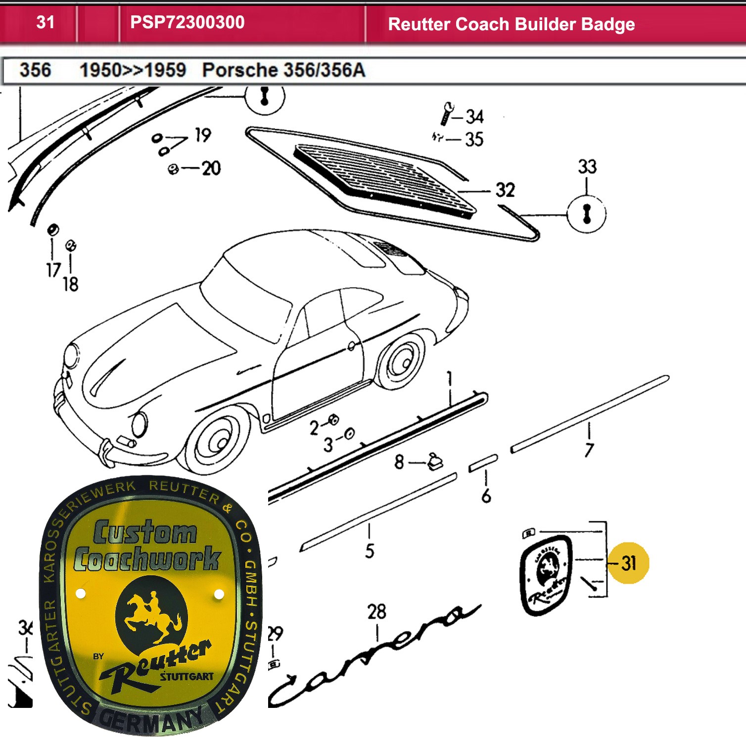Lai Kam Wah Sdn. Bhd. Specialist in VW Aircooled Parts - PSP72300300 - Reutter Coach Builder Badge
